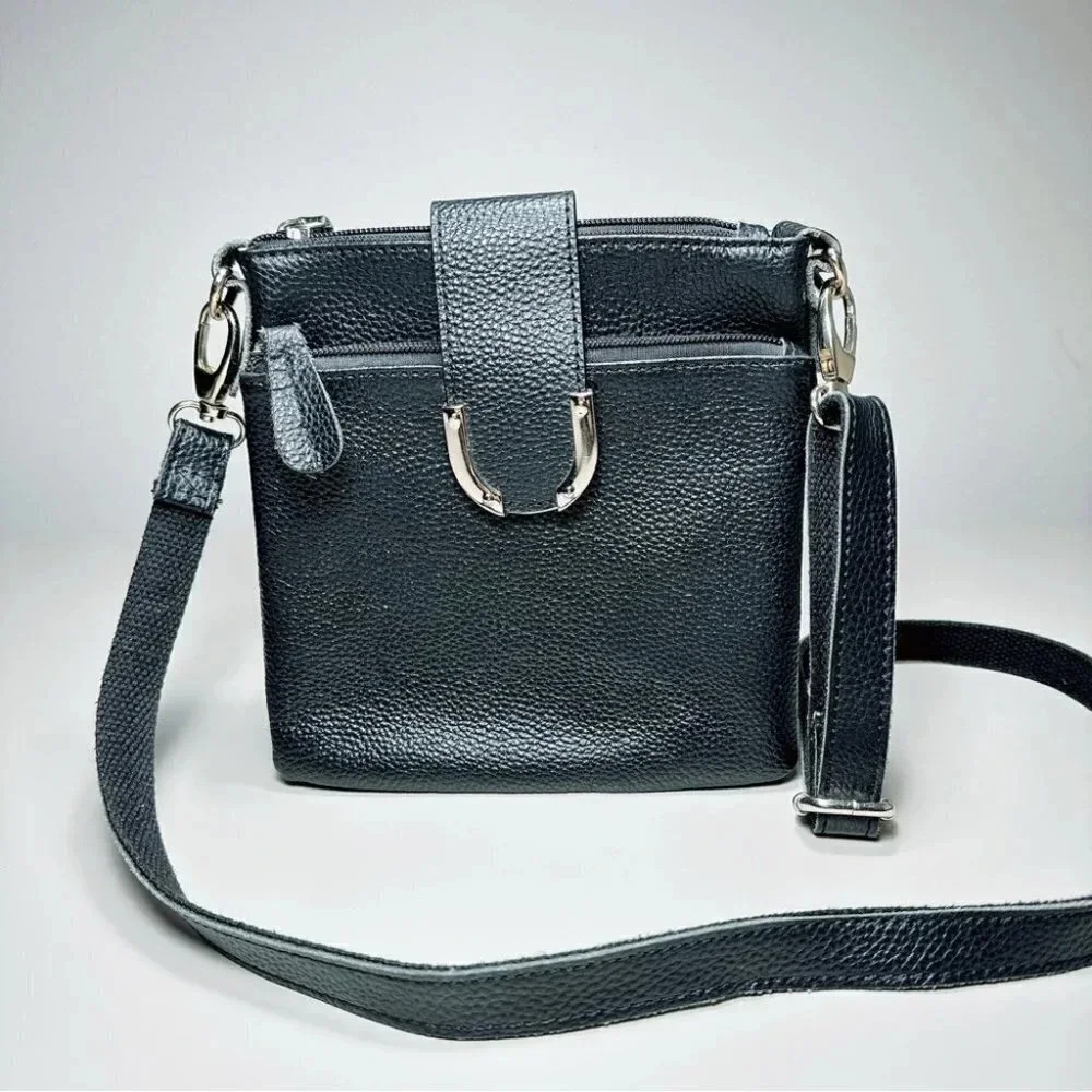 Dissona Black  Snap Front Crossbody Bag
